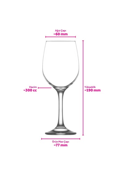 Lav Fame Cam Kırmızı Şarap Kadehi 6'lı 300 ml Ayaklı (Meşrubat Bardağı)