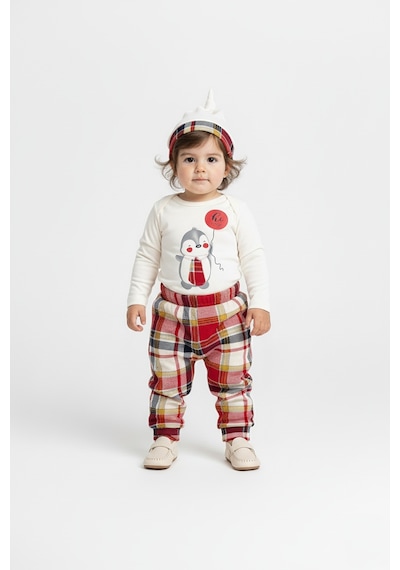 Mnk Baby & Kids Kravatlı Penguen Badi , Pantolon , Şapka Penye Takım Mnk0587 Kırmızı
