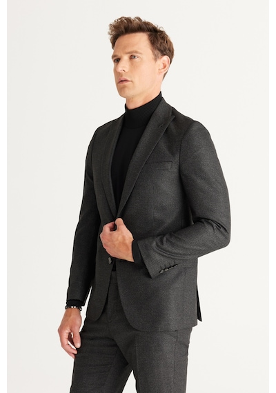 Ac&Co / Altınyıldız Classics Erkek Sıyah Grı Slim Fit Dar Kesim Kırlangıç Yaka Desenli Takım Elbise Ac&Co / Altınyıldız Classics Erkek Sıyah Grı Slim Fit Dar Kesim Kırlangıç Yaka Desenli Takım Elbise