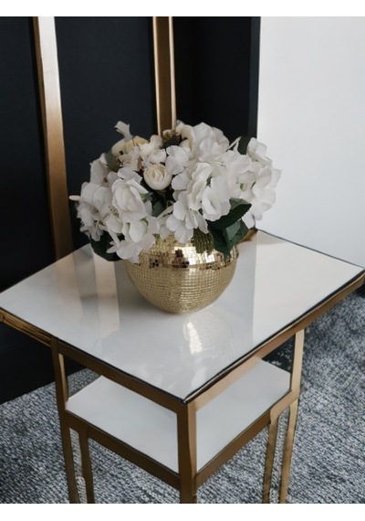 Işıltı Home Desıgn Aynalı Cam Vazo Yuvarlak Roz Gold