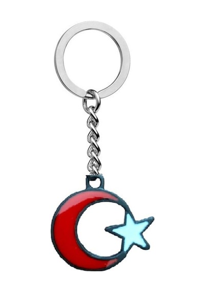 Ay Yıldız Kırmızı Beyaz Anahtarlık