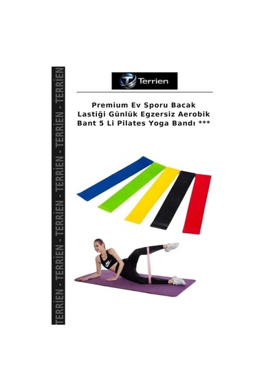 Premium Ev Sporu Bacak Lastiği Günlük Egzersiz Aerobik Bant 5 Li Pilates Yoga Bandı Çok Renkli