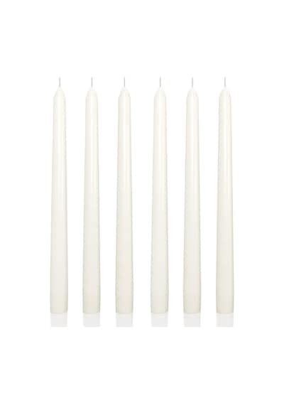 6 Lı Kısa Krem Konik Şamdan Mum Yükseklik 18 Cm Krem
