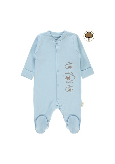 Civil Baby Bebek Organik Patikli Tulum 0-3 Ay Mavi