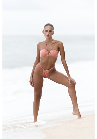 Mai Collection Mai Studios Co. Bunga Büzgü Detay Kalın Bantlı Somon Bikini Altı Somon