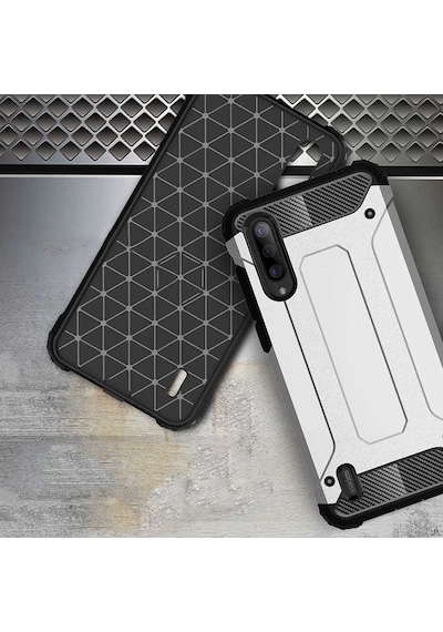 Ekılıf - Xiaomi Mi 9 Lite Uyumlu Kılıf Çift Katman Zırh Tank Crash Military Kapak - Kırmızı