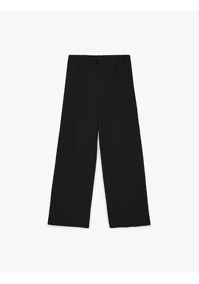 Koton Bürümcük Kumaş Düz Bol Paça Pantolon Siyah 6sak40105ek