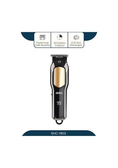 Shc-1903 T-bıçaklı Saç Sakal Kesme Makinesi, Usb Şarjlı, Lcd Ekranlı, 1-2-3 Mm Taraklı, Kablosuz Ense Ve Sakal Düzeltici