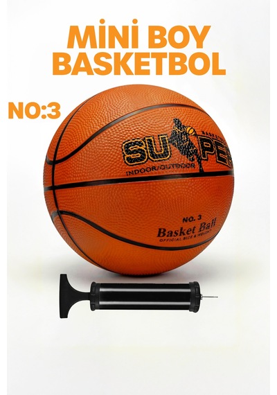 Mini Boy Basketbol Topu İç Dış Mekan Pompa Hediyeli 3 Numara Renkli