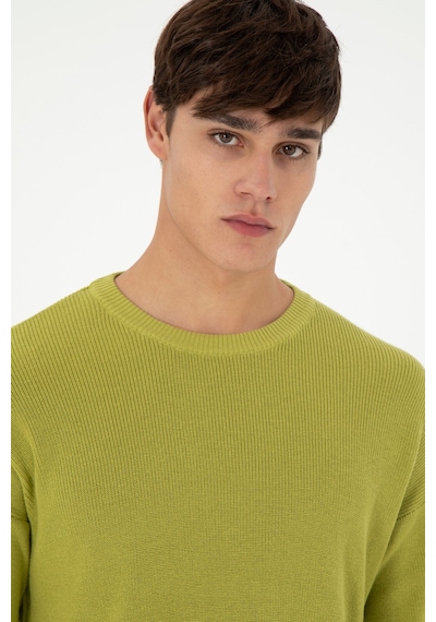 U.S. Polo Assn. Erkek Regular Fit Bisiklet Yaka Fıstık Yeşili Basic Kazak 50298267-VR087