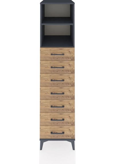 Kronos Dolap 2 Raflı 7 Çekmeceli 44x59x182 Antrasit-çam Antrasit