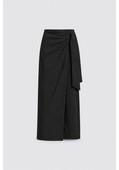 Suud Collection Siyah Noli Keten Anvelop Etek
