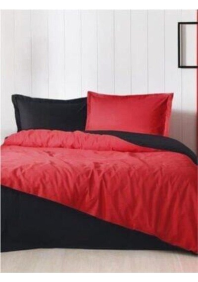 Özdilek Tek Kişilik Colormix Kırmızı Siyah Desensiz Düz Nevresim Takımı