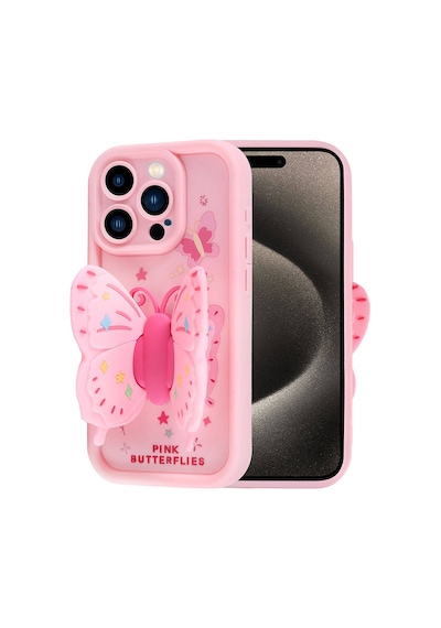 More Tr Apple Uyumlu iPhone 15 Pro Kılıf Kamera Korumalı Figür Tasarımlı Mtr Kapya Kapak-pembe Açık