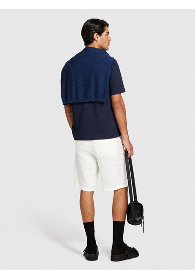 Sisley %100 Keten Slim Fit Bermuda Şort Erkek Kırık Beyaz Şort - 324p4aghs9010 Krem