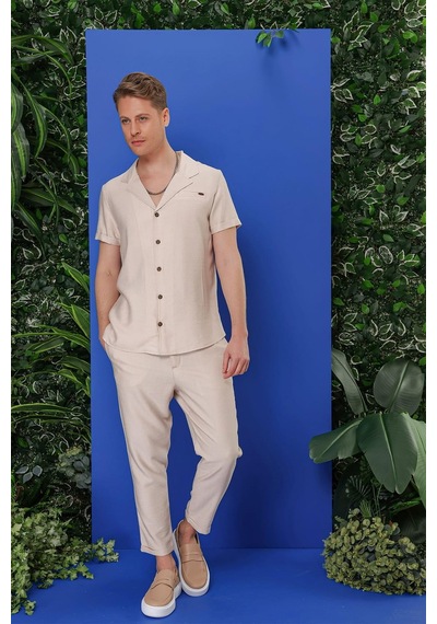Efor G 1549 Slim Fit Bej Klasik Gömlek Bej