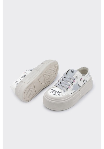 Derinet Yüksek Taban Kadın Sneaker Bej Bej