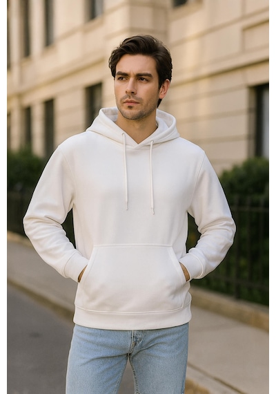 Erkek Kapüşonlu Cepli İçi Polarlı Sweatshirt Çok Renkli
