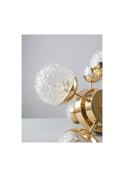 LumiaLighting Küre Model Gold 5"li Kumandalı Ledli 3 Renk Modu Kristal Salon Mutfak Yatak Çocuk Odası Avize