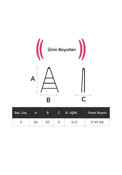 Endokon Katlanır Şık Merdiven Bronz 3 Basamaklı - Alüminyum - Ev - Ofis Merdiveni Katlanır