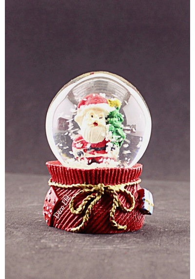 Yılbaşı 2023 Noel Baba Ve Çam Ağacı Mini Boy Kar Küresi 6,5 Cm