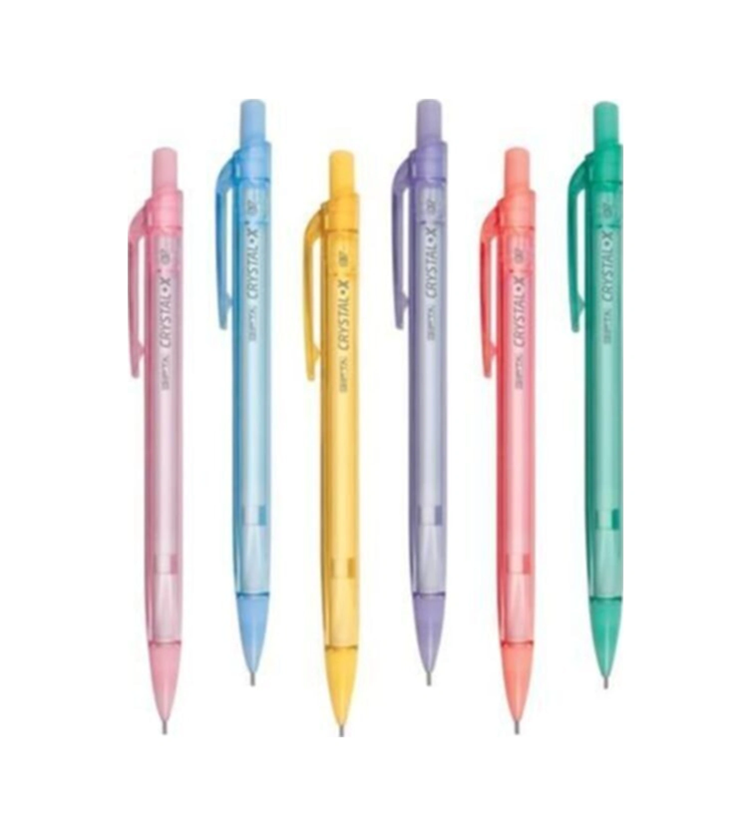 Versatil Kalem Mekanik Uçlu Kurşun Kalem Crystal X 0.7mm 6 Trans Renk 48 Li Stand K1930 Karışık