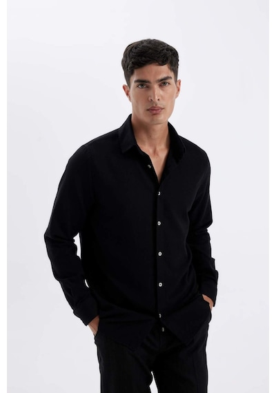 Defacto Siyah Modern Fit Modern Kesim Polo Yaka Düz Pamuklu Uzun Kollu Gömlek D1629AX24AUBK81 Siyah Defacto Siyah Modern Fit Modern Kesim Polo Yaka Düz Pamuklu Uzun Kollu Gömlek D1629AX24AUBK81 Siyah