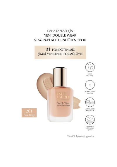 Double Wear Stay-in-place Fondöten Spf10 Canlı Mat Bitiş 2c1 Pure Beıge 30ml 2C1 Pure Beige