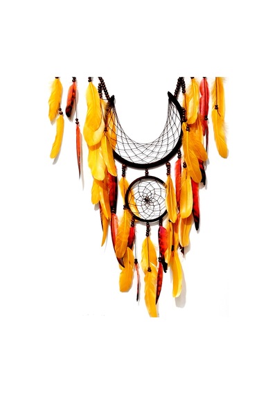 Ok Ve Ay Modelli Turuncu Dream Catcher Duvar Süsü