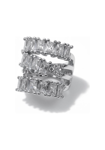 Earcuff Sıkıştırmalı Pirinç Kıkırdak Küpe Baget Taşlı Üç Sıralı Gümüş Renk Çelik