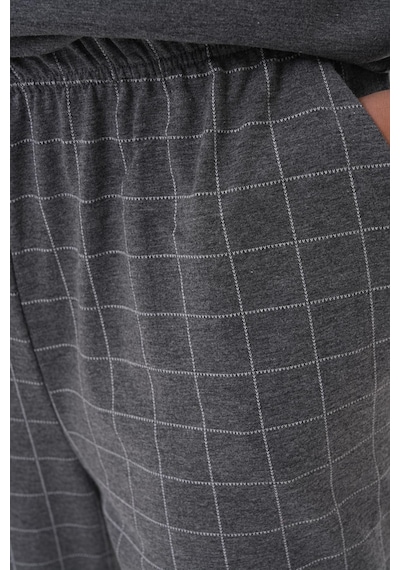 Mecit Pijama Mecit 2982 Füme Büyük Beden Uzun Kollu Erkek Pijama Takımı Füme