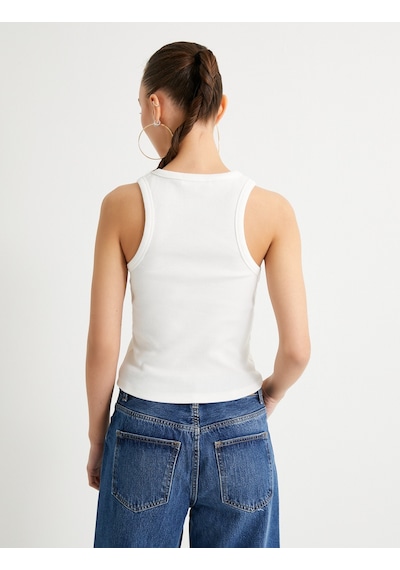 Koton Basic Halter Yaka Atlet Ribanalı Pamuklu Ekru 4sal30065ık 4SAL30065IK010
