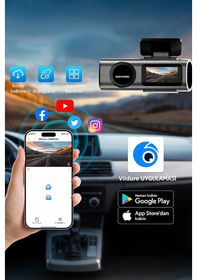 Mioji G300 Plus 4k Gps G-sensör Gece Görüşü Wifi Arka-ön Araç İçi Kamera 128gb Hafıza Kartı
