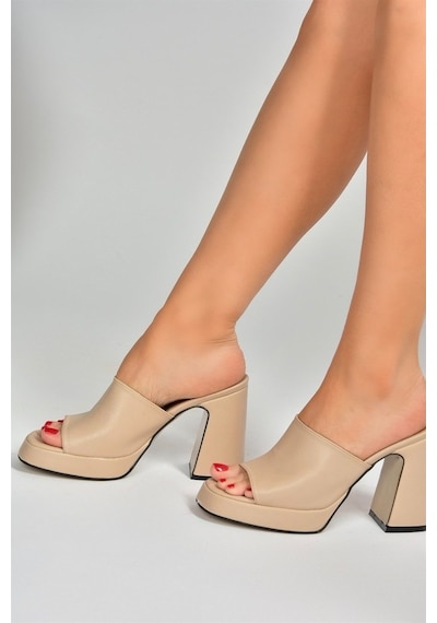 Fox Shoes Ten Kalın Topuklu Kadın Terlik M404100409
