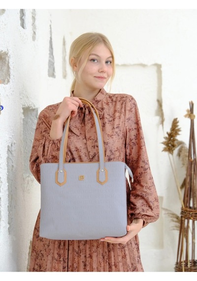 Just Polo Kadın Yeni Sezon Gofraj Baskılı Büyük Boy El Çantası 234028mh Gri Camel
