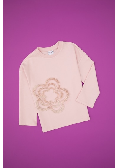 U.S. Polo Assn. Kız Çocuk Pudra Bisiklet Yaka Sweatshirt 50317921-VR042