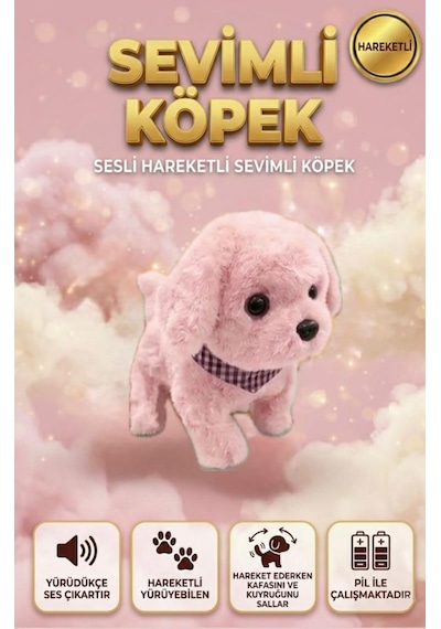 Sevimli Yürüyen Arkadaşım: Sesli Hareketli Tasarımlı Eğitici Oyuncak Peluş Hayvan Pembe