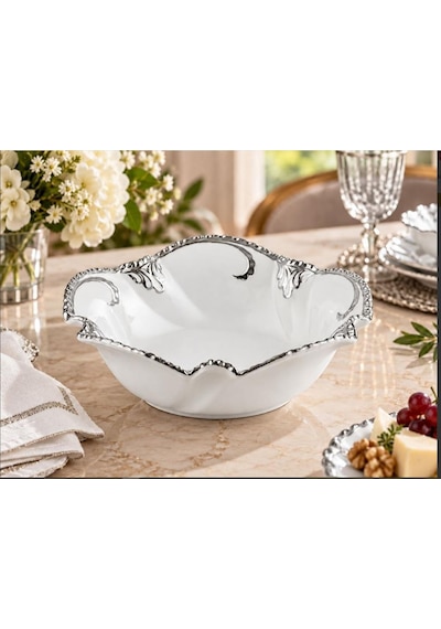 Roykıng Camelıa Gümüş Yuvarlak Salata Kase 26x6