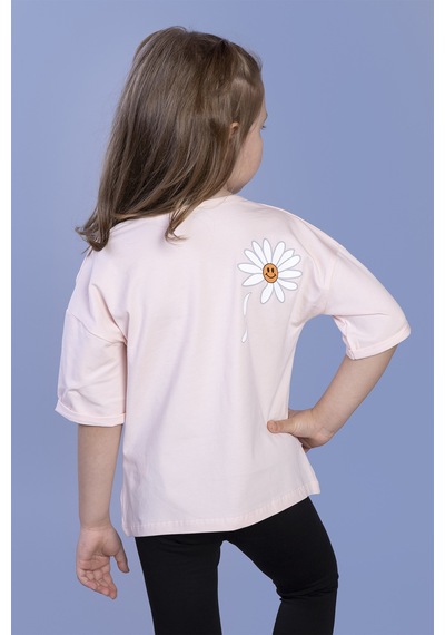 Toontoy Kids Toontoy Kız Çocuk Papatya Desenli Sweet Girls Baskılı Tişört Pudra