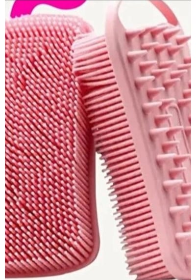 Çift Taraflı Silikon Banyo Masaj Fırçası - Saç Derisi Yatıştırıcı Taraklı 1 Adet Bx-313488 Çok Renkli