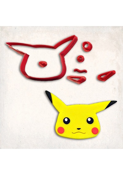 Pikachu Yüz Detay Kurabiye Kalıp Seti 7 Li KIrmızı