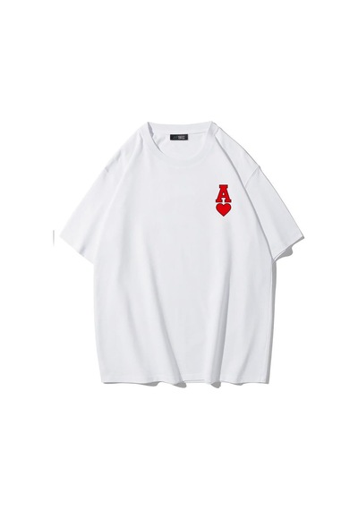 Brz Collectıon Brz Collection Unisex Oversize Pretty Lucky Kalp Ve As T-shirt Beyaz