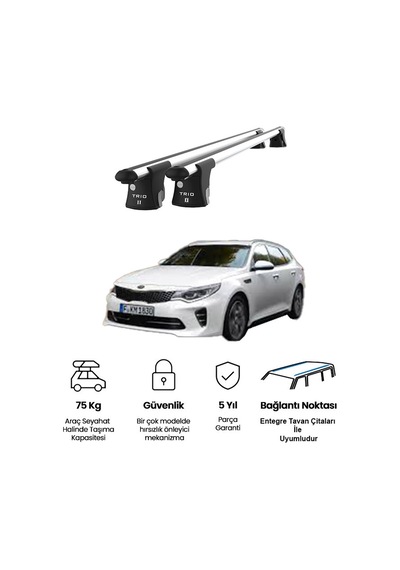 Trio-ıı Kia Optima Kombi 2016 Ve Sonrası Uyumlu Kilitli Ara Atkı 120cm Port Bagaj Tavan Barı