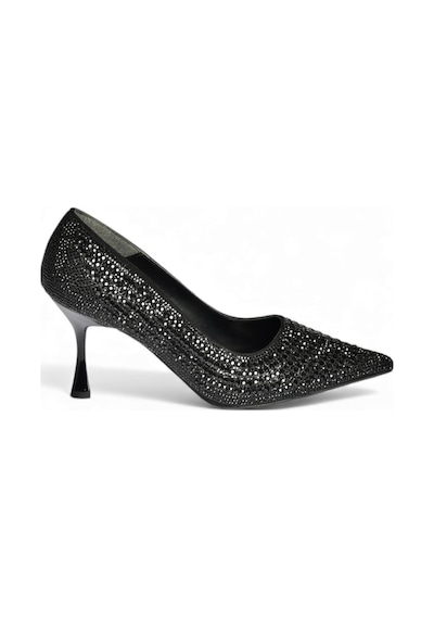Fox Shoes V820772109 Siyah İnci İşlemeleri İnce Topuklu Abiye Ayakkabı Siyah