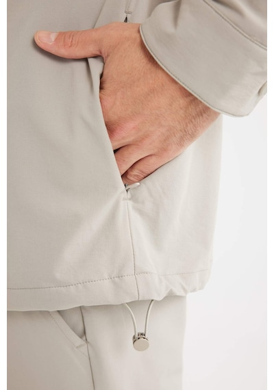Defacto Regular Fit Polo Yaka Çıtçıt Kapamalı Cepli Teknik Gömlek Ceket B7396AX25SP Gri