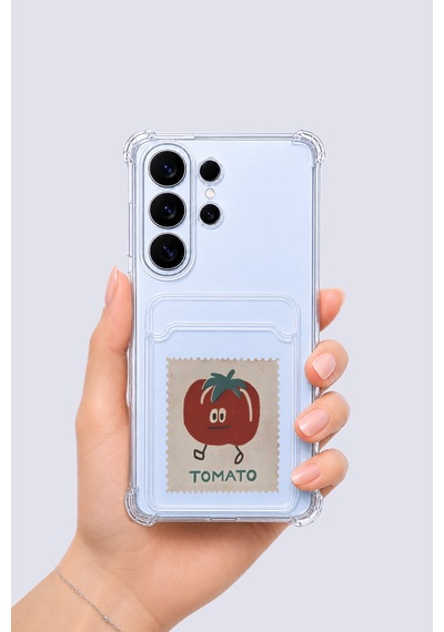 Samsung Uyumlu Galaxy S26 Ultra Kartlıklı Tomato Desenli Kılıf Şeffaf