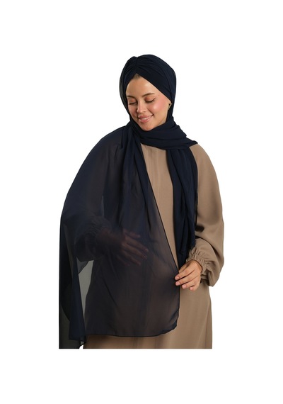 Hürrem Bone Lacivert Pratik Hazır Geçmeli Bone Şal Şifon Drapeli 2507 02 lacivert