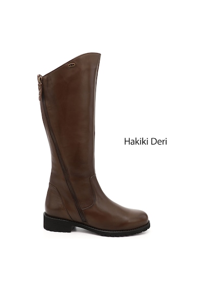 Gönderi(R) Gönderir Kadın Kahve Antik Çift Fermuarlı Kauçuk Taban Hakiki Deri Çizme Gkzc13444556 Kahverengi