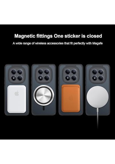 Xiaomi Redmi Note 15 Pro 4g Kılıf Kamera Çıkıntılı Mat Magsafe Wireless Şarj Destekli Renkli Yumuşak Kenarlı Hassas Butonlu Kapak Siyah