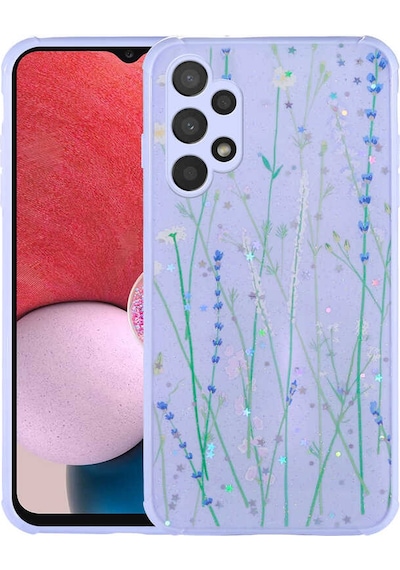 Galaxy Uyumlu A13 4g Kılıf Simli Desenli Kamera Korumalı Parlak Popy Kapak - Kalp Kalp Kalp